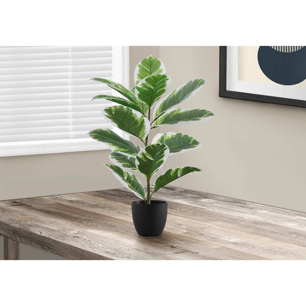 Black Green 27-Inch Rubber Indoor Table Potted Real Touch Artificial Plant, image 2
